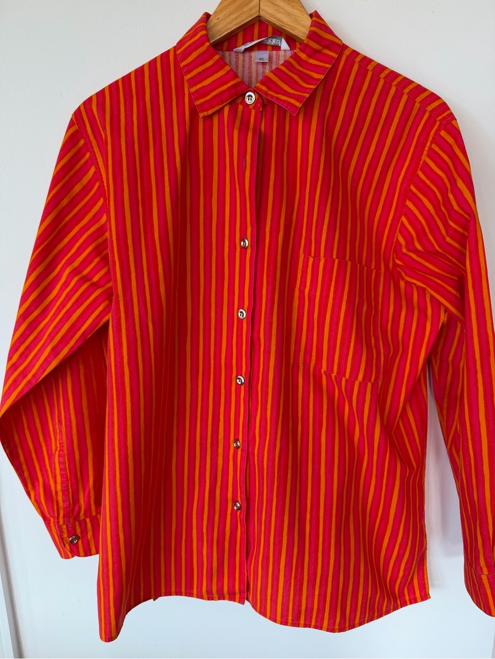 Women’s vintage Jokapoika Marimekko shirt in smooth orange stripes